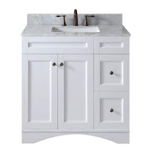 Elise 36 in. W Bath Vanity in White with Marble Vanity Top in White with Square Basin