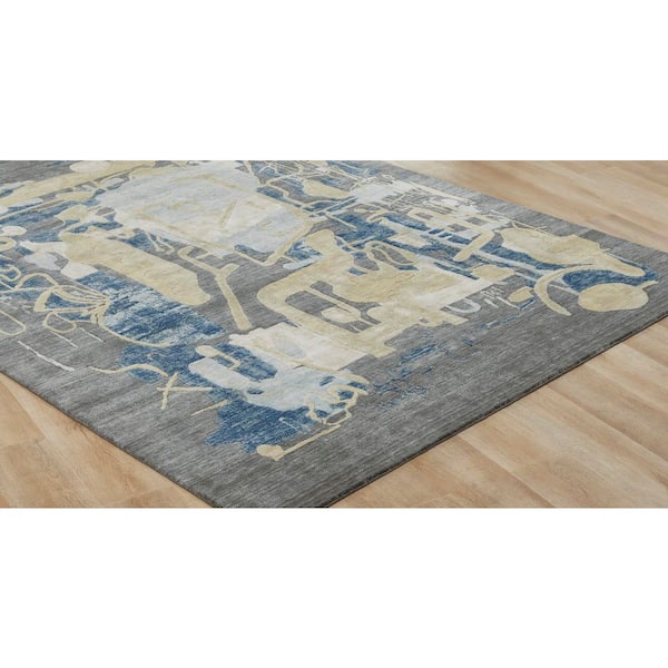 3 ft. x 5 ft. Multi-Colored Paintwrks Abstract Washable Area Rug