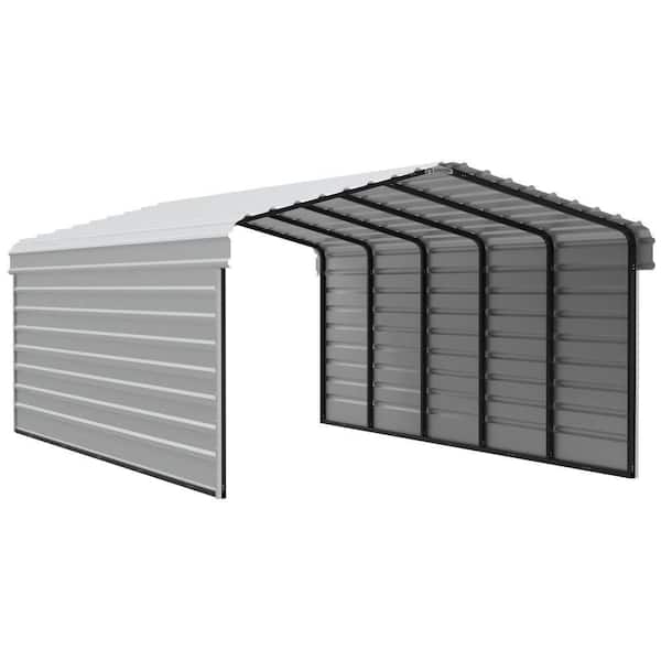12 ft. W x 24 ft. D x 7 ft. H Eggshell Galvanized Steel Carport with 2-Side Wall Kits