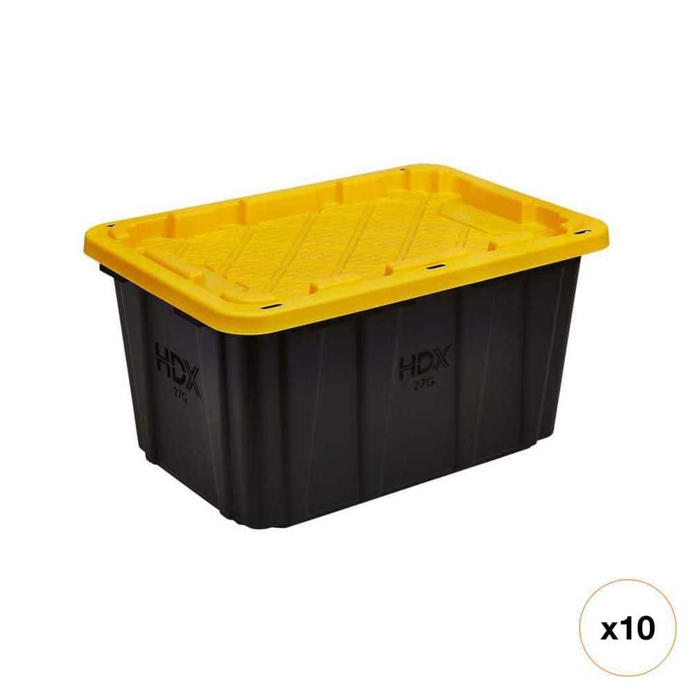 HDX 27 Gal. Tough Storage Tote in Black and Yellow 999-27G-HDX