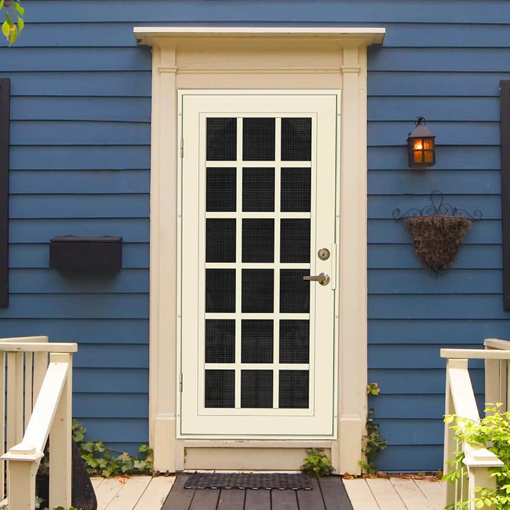 Classic Beige Aluminum Alloy French Door with Perforated Screen