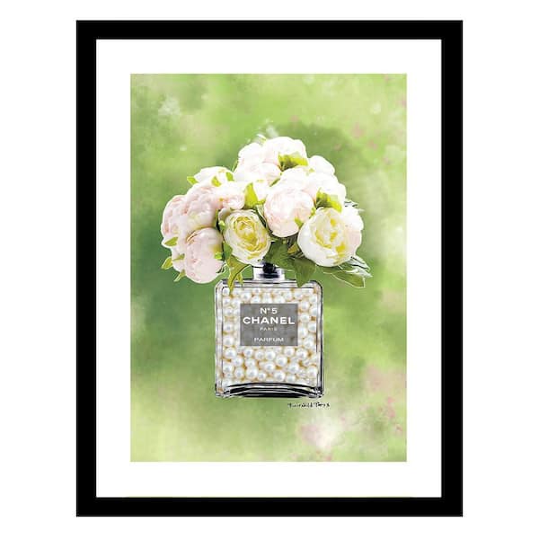 VENICE BEACH Collections Fashion Floral Pearl Glam Perfume Bottle by Fairchild Paris 1 Piece Framed Graphic Print 18 in. x 14 in.