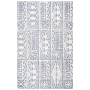 Marbella Blue/Ivory 5 ft. x 8 ft. Abstract Geometric Area Rug