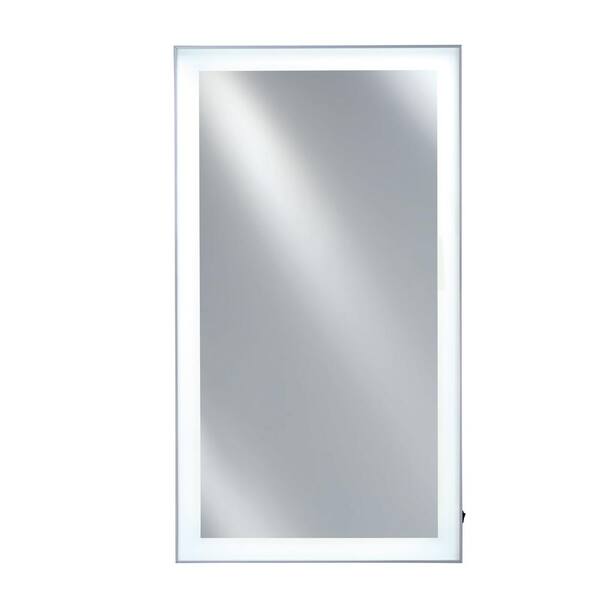 Afina Illume 20 in. W x 36 in. H Framed Rectangular LED Light Bathroom Vanity Mirror in Silver