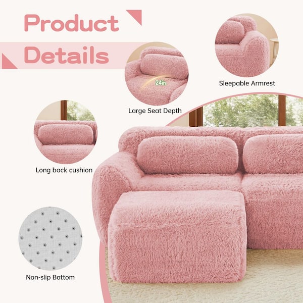 Homy Casa 80.4 in. Armless 3-Seat Plush Microfiber Modular