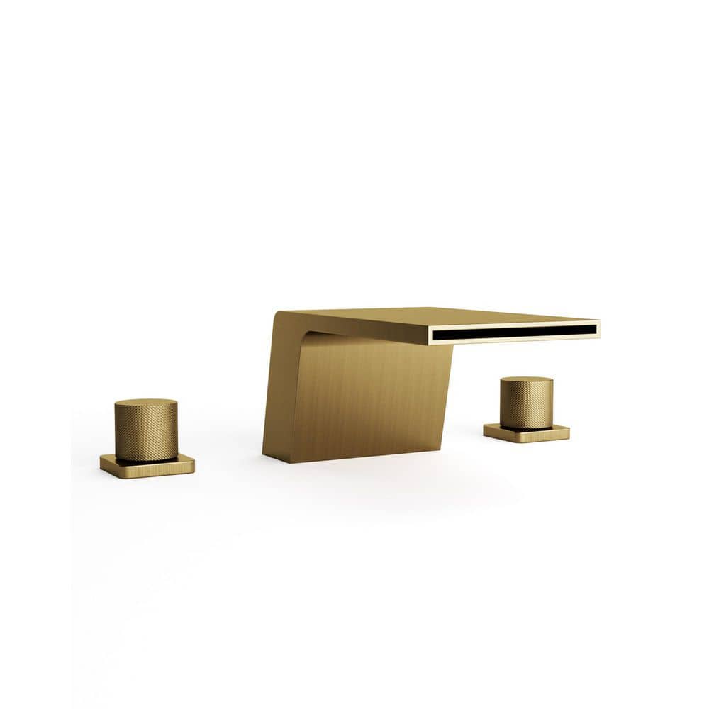 Double Handles Deck Mount Waterfall Roman Tub Faucet 5.4 GPM in Brushed Gold (Valve Included) price history on PriceWatchPro