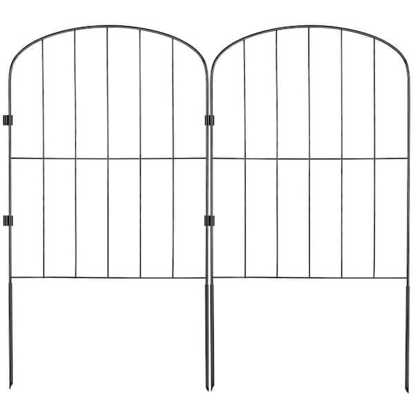 Garden Fence, 24 in. H x 11 ft. L Animal Barrier, Decorative Metal Fence with 2 in. Spike Spacing, Steel