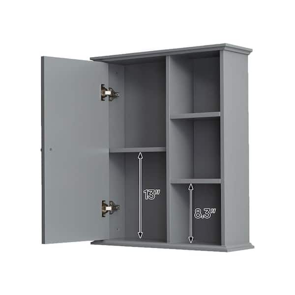 23.6 in. W x 27.6 in. H Rectangular Gray MDF Surface Mount Medicine Cabinet without Mirror