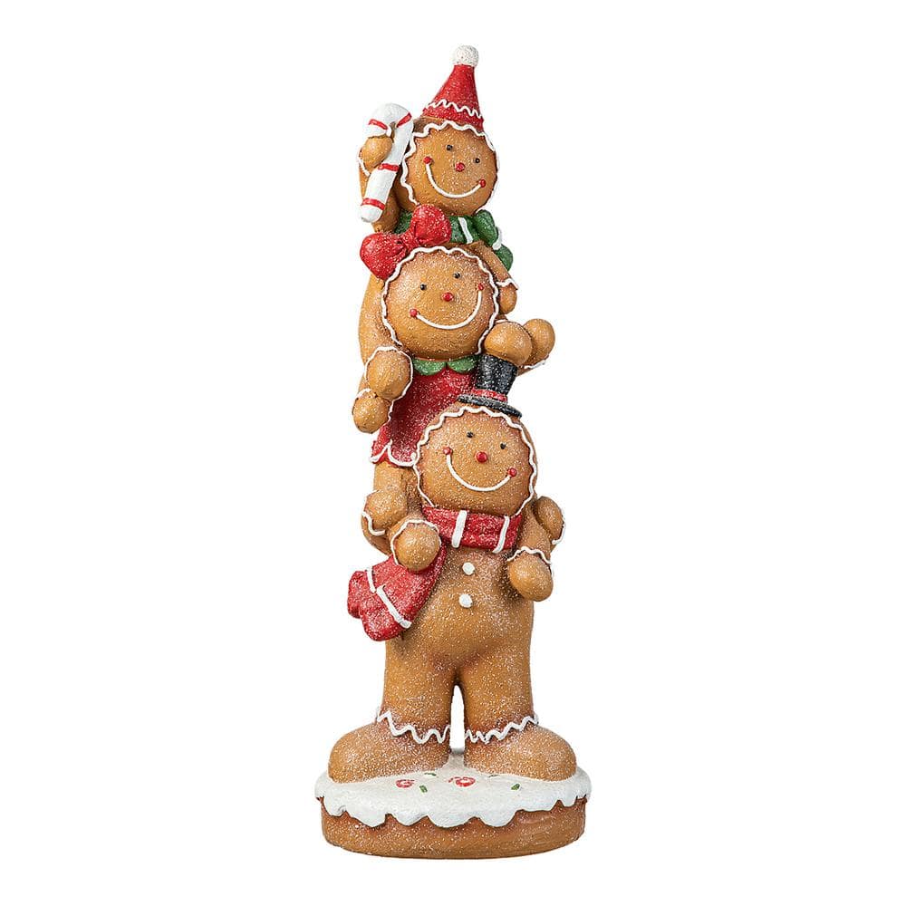 29.25 in. H Christmas MGO Stacked Gingerbread Man Porch Decor -  Glitzhome, 2038500003