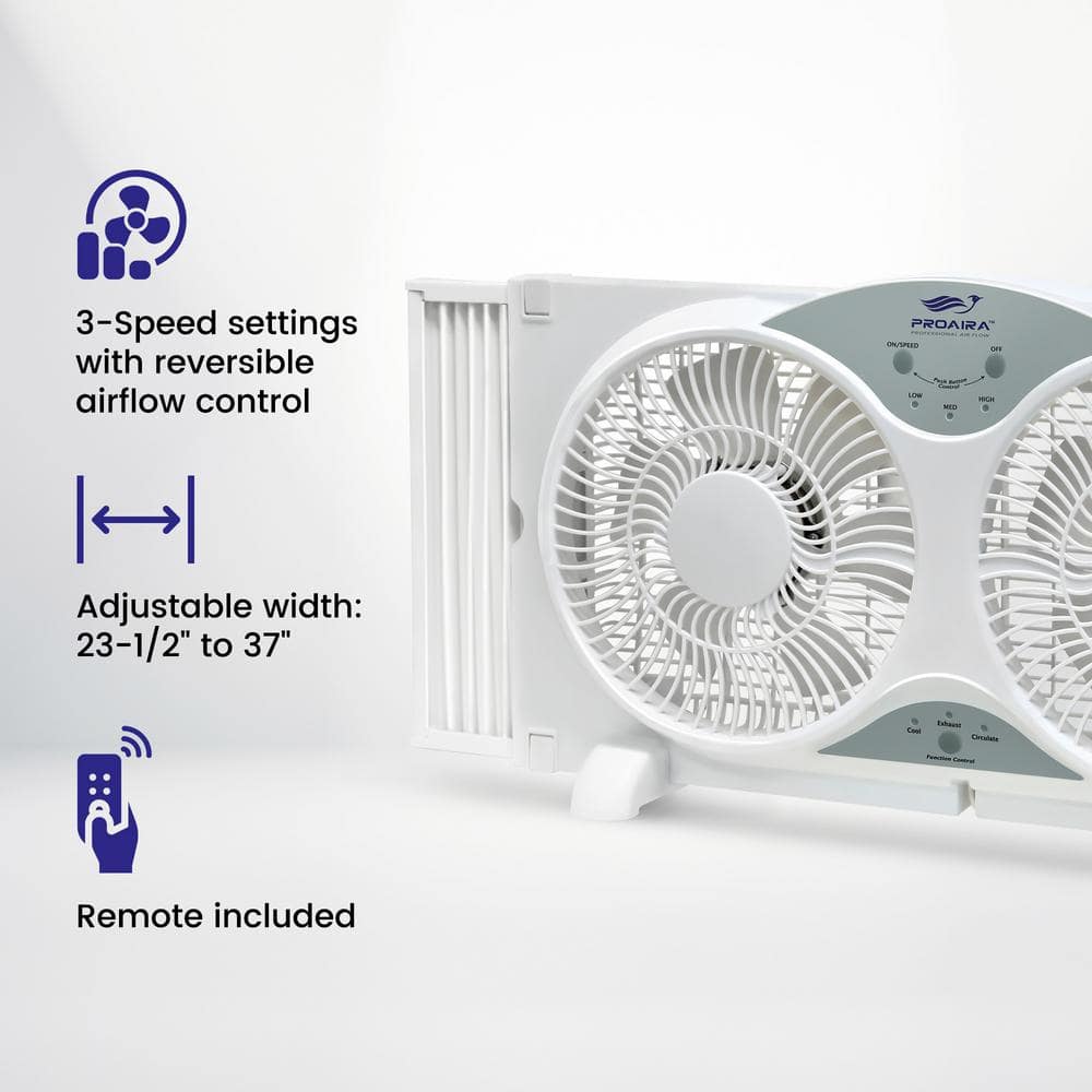 White Polycarbonate Dual Fan Reversible Window Fan with Remote Control