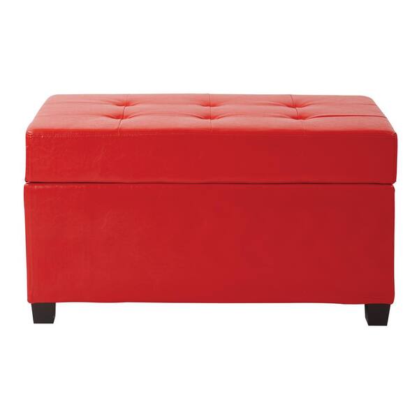 OSP Home Furnishings Red Vinyl Storage Ottoman