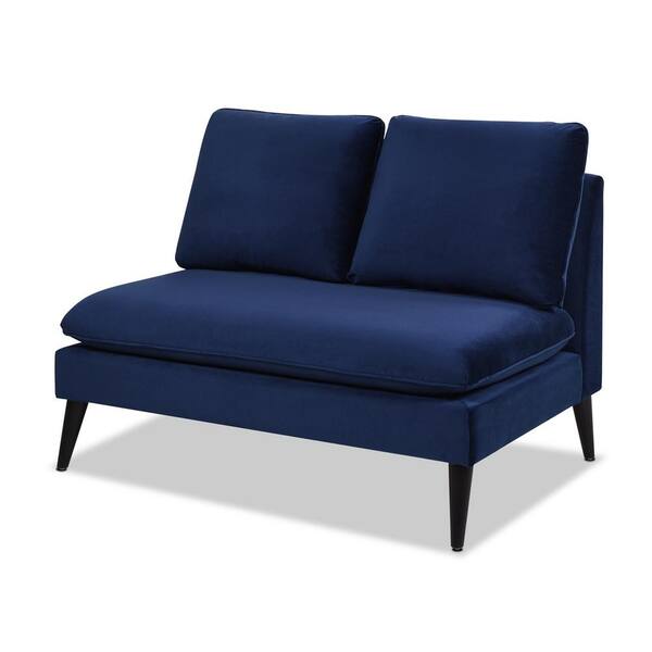 Jennifer Taylor Vera 48.5 in. Navy Blue Velvet Upholstered Mid-Century Modern Settee