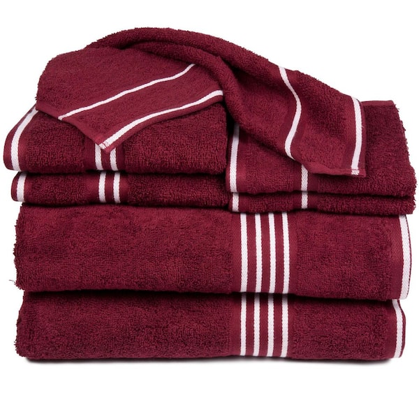 Rio 8-Piece Red Solid Cotton Bath Towel Set
