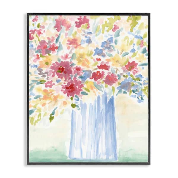 Stupell Industries Soft Blossoms Bouquet by June Erica Vess Black Framed Nature Giclee Art Print 30 in. x 24 in.