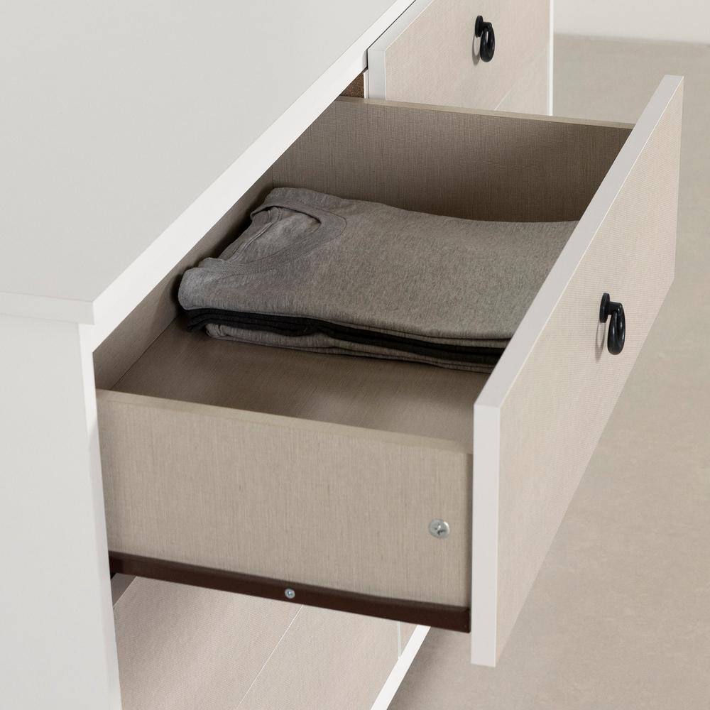 Plenny White and Blue 6-Drawer Double Dresser