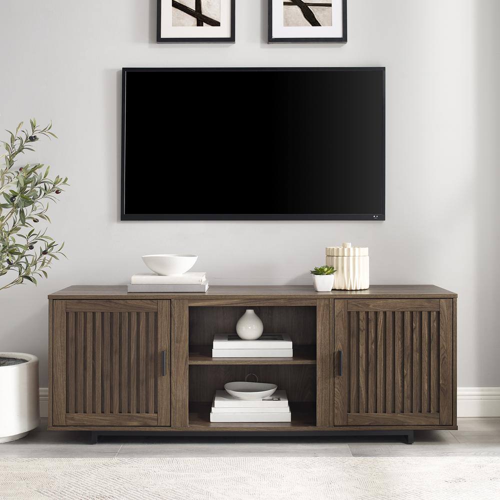 Silas 64" Black Mid-Century Modern TV Stand with Cabinet