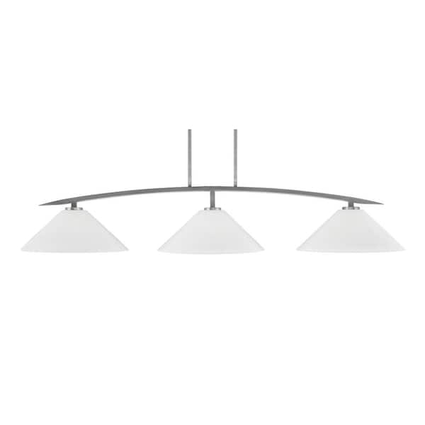 Unbranded Siena 3-Light Graphite Billiard-Light with White Marble Glass