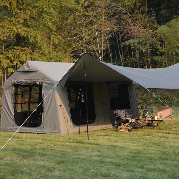 9.8 ft. x 13 ft. Army Green Waterproof and Windproof Blow-Up Inflatable Canopy Tent