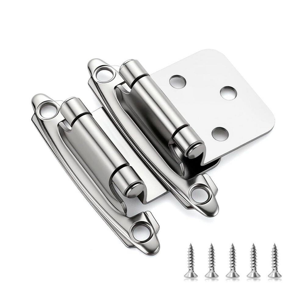 Berta 1” Overlay Soft-Close Face Frame Cabinet Hinges – 10-Pack, Brushed Nickel, Cold Rolled Steel