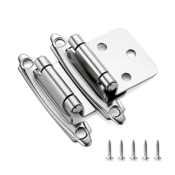 60-Pack Self-Closing Semi-Concealed Face Mount, 1/2 in. Overlay Cabinet Hinges with Door Bumpers for Doors, Silver