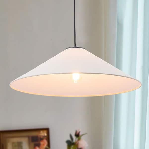 Noto 25.6 in. 1-Light Black Pendant Light with Fabric Cone Shade