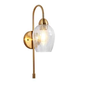 Mirabellisation 5.1 in. 1-Light Plating Brass Wall Sconce with Crackle Glass Shade