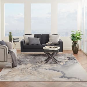 Maxell Grey 9 ft. x 12 ft. Abstract Contemporary Area Rug