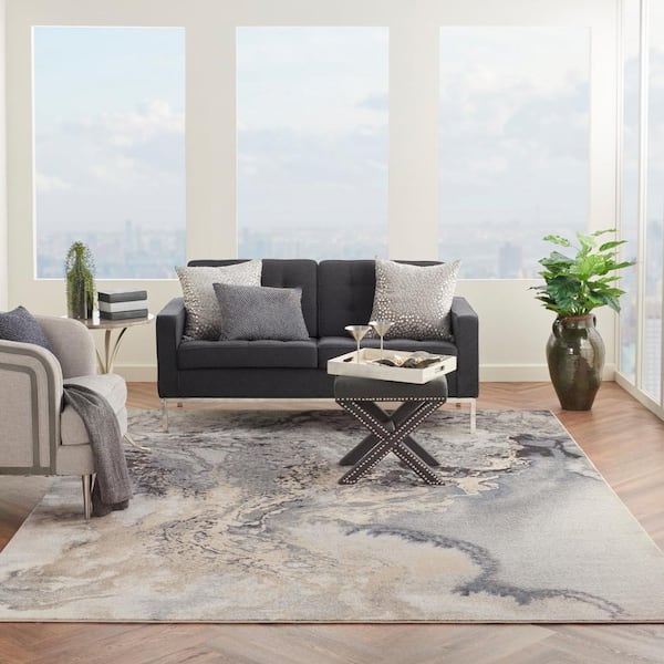 Maxell Grey 9 ft. x 12 ft. Abstract Contemporary Area Rug