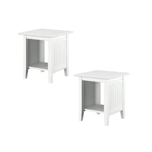 Nantucket 20 in. Wide White Square Solid Hardwood End Table Set of 2