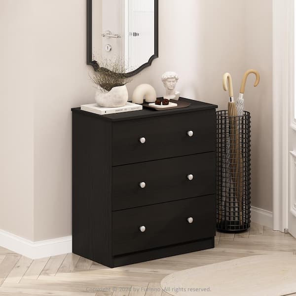 Furinno Frans 27.72 in Americano Rectangle Wood Console Table with 3-Drawers