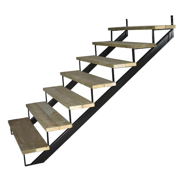 Pylex 7 Steps Steel Stair Stringer Black 7 1 2 In X 10 1 4 In Includes 1 Stair Riser 13907 The Home Depot