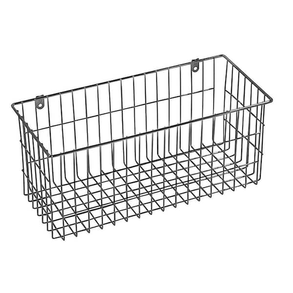 3 Pack Metal Wire Storage Baskets for Shelves, Pantry, Closet, Long Narrow  Organizer Bin (Black, 16 x 6 x 6 In)