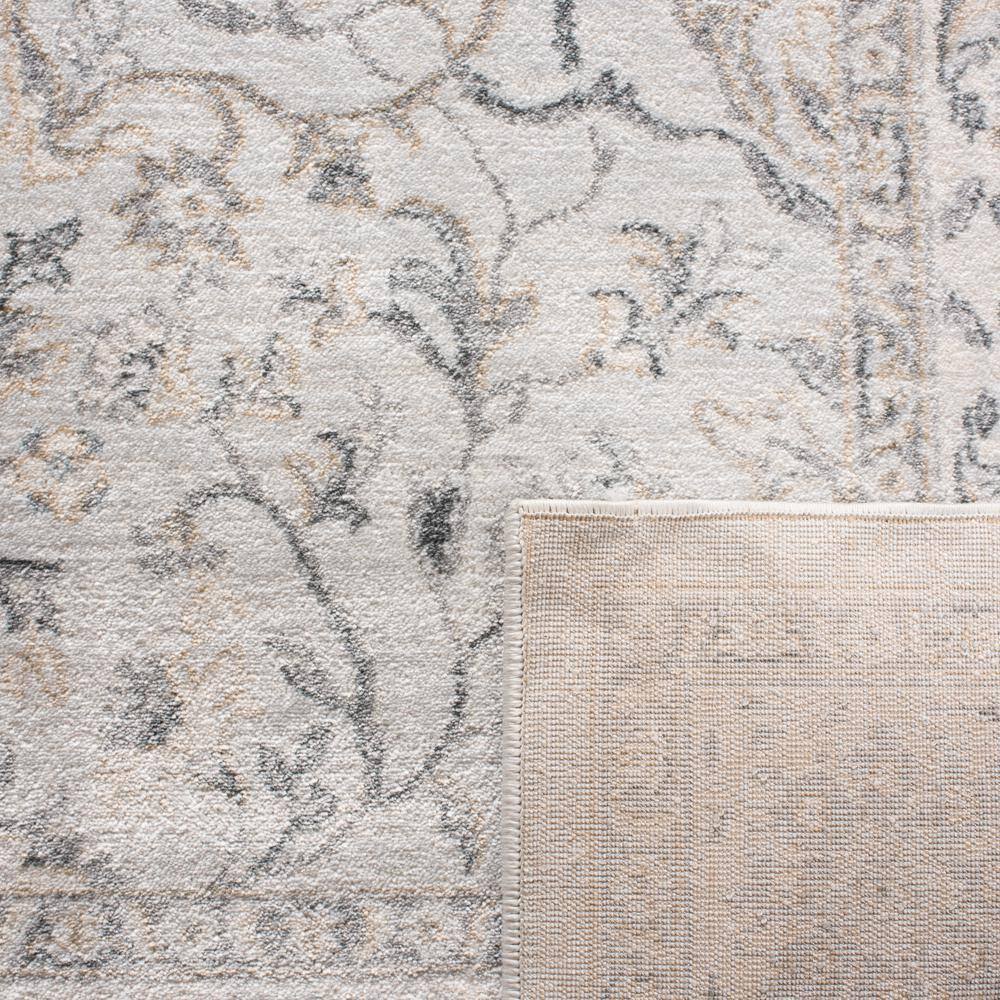 Light Grey and Cream Synthetic Floral Area Rug, 5'3" x 7'6"