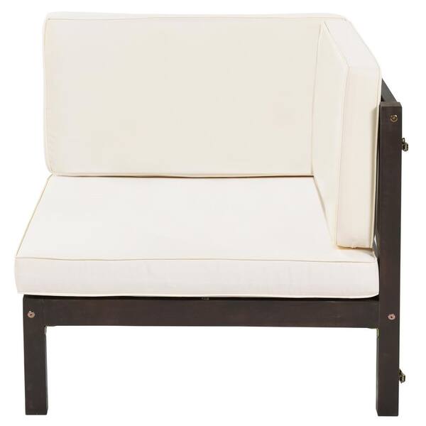 Wood Modern Velvet Upholstered Outdoor Sofa Couch with Beige Cushions, 3 Seat Tufted Back with Nail Arms with 2 Pillows