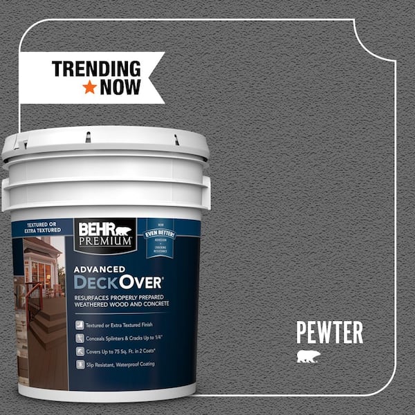 BEHR Premium Advanced DeckOver 5 gal. #SC-131 Pewter Textured Solid Color Exterior Wood and Concrete Coating