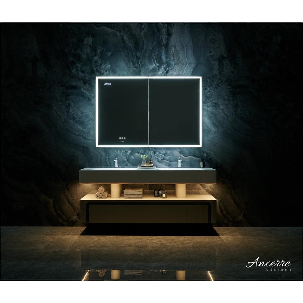 Pagani 48" Black LED Mirror Medicine Cabinet with Defogger and USB Outlet