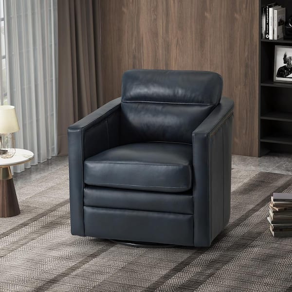 ARTFUL LIVING DESIGN Elvira Navy Leather Arm Chair (Set of 1)