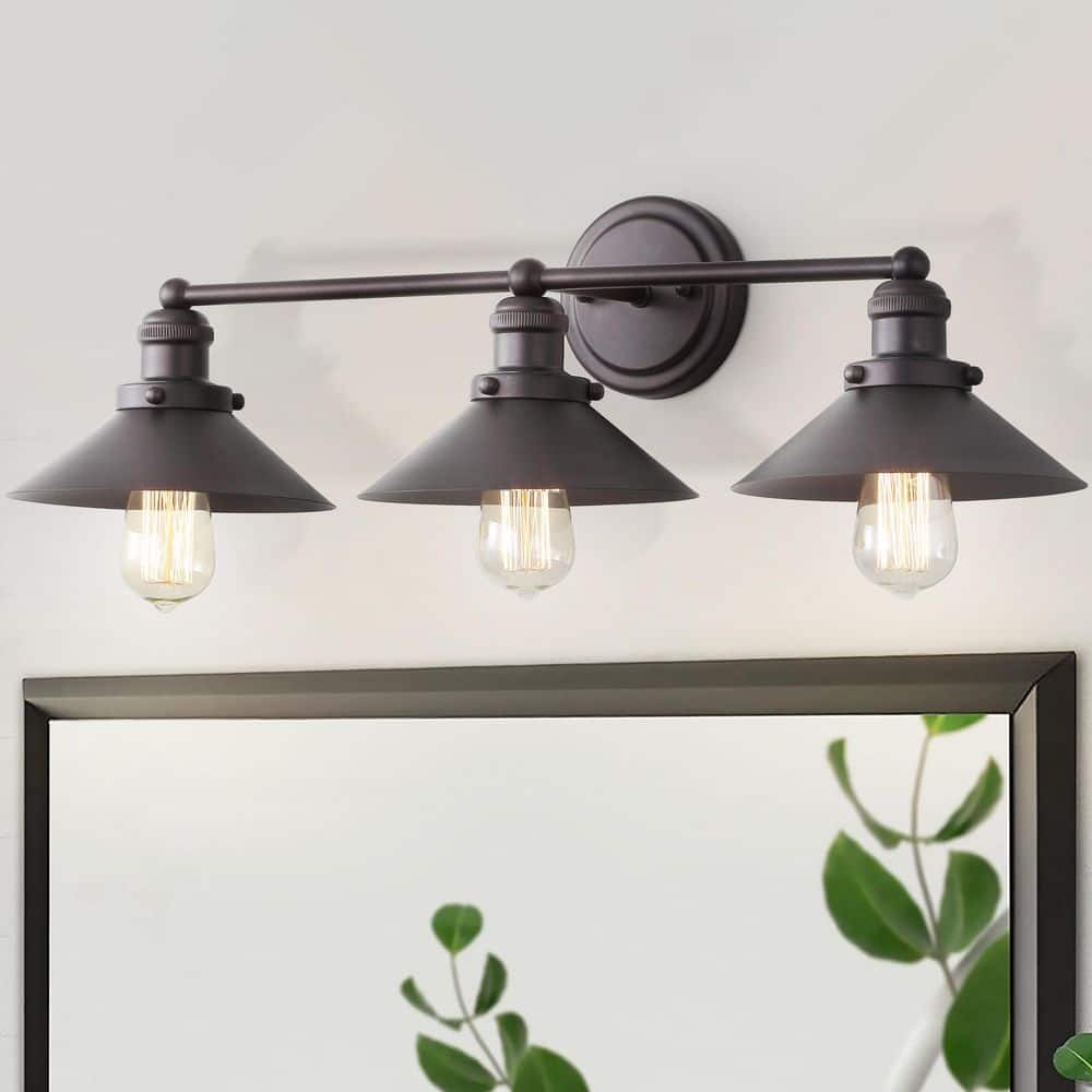JONATHAN Y July 26.5 in. 3-Light Metal Oil Rubbed Bronze Vanity Light  JYL7428A - The Home Depot