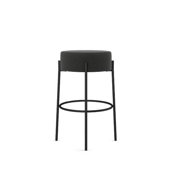 Clovis 26.75 in. Backless Counter Stool Charcoal Grey Polyester / Black Metal
