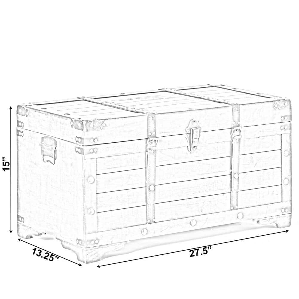 Rustic Brown Large Wooden Storage Trunk with Lockable Latch
