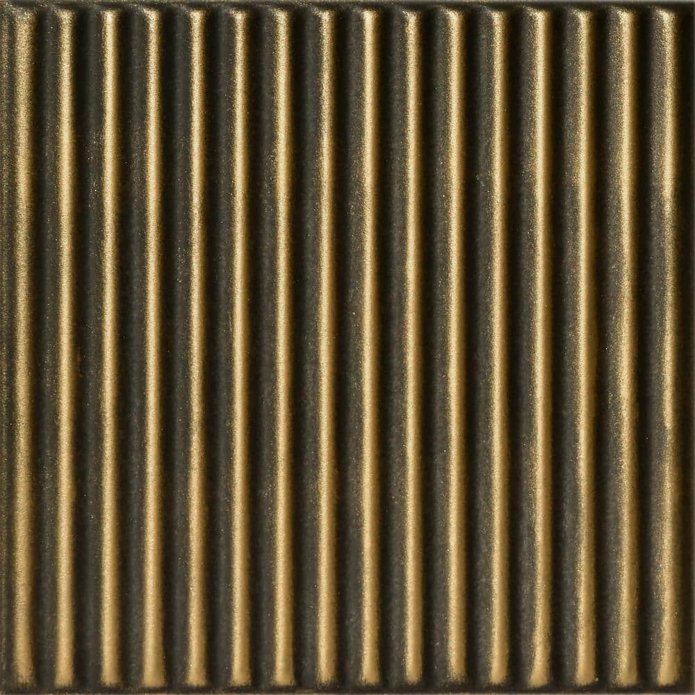 A La Maison Ceilings Corrugated Antique Brass 1.6 ft. x 1.6 ft