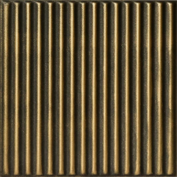 Corrugated Antique Brass 1.6 ft. x 1.6 ft. Decorative Foam Glue Up Ceiling Tile (259.2 sq. ft. /case)