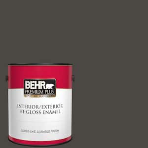1 gal. #T16-01 Black Pearl Interior/Exterior Hi-Gloss Enamel Paint