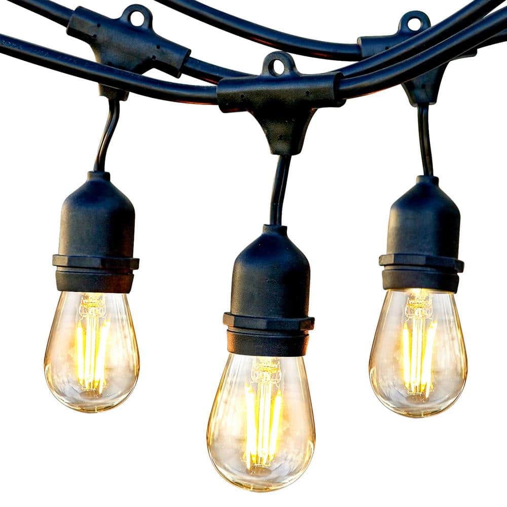 Brightech 7-Bulb LED Ambience Pro 1W 24ft 2700K S14 Indoor Outdoor Plug-in Hanging String Lights Clear Bulb Black Wire