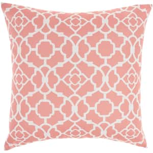 Waverly Coral Geometric 20 in. x 20 in. Indoor/Outdoor Throw Pillow