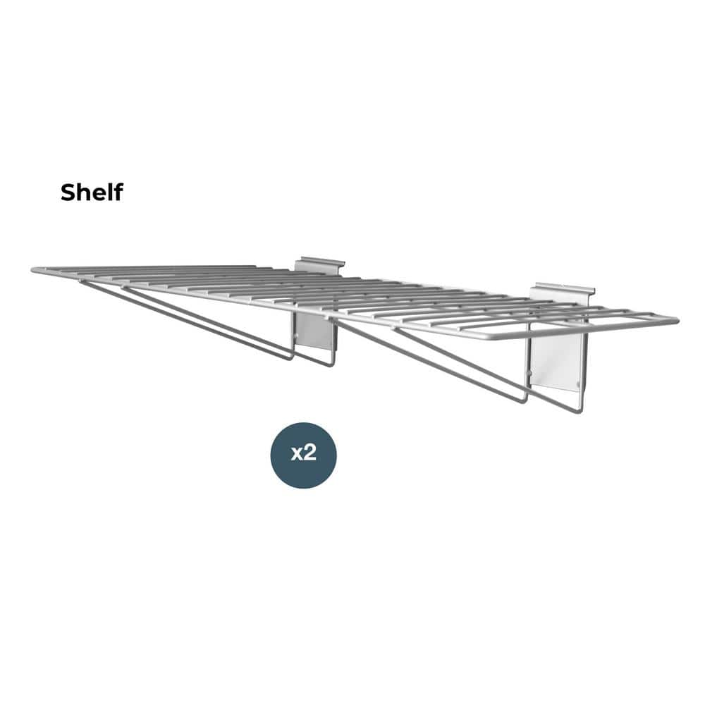 24-Inch Gray Steel Wire Wall Mount Shelves for Garage Storage, 2-Pack