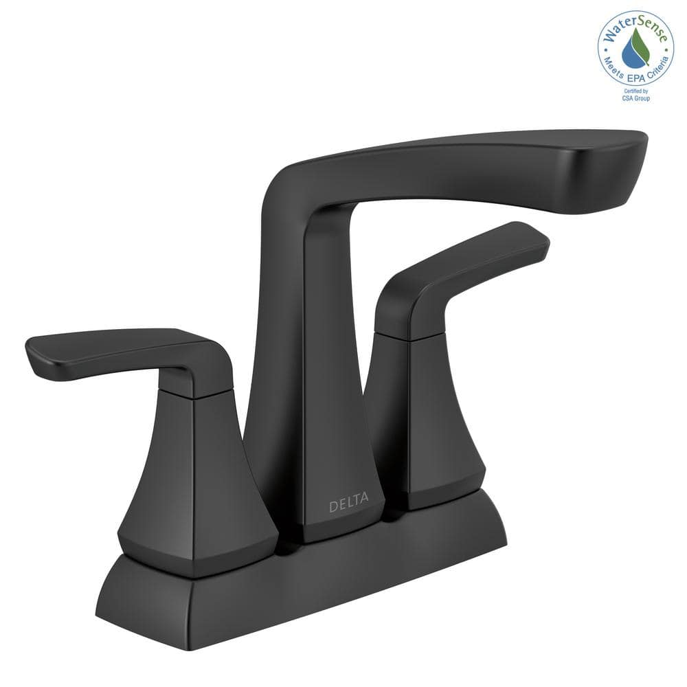 Matte Black Zinc Centerset Bathroom Faucet with Drain Assembly