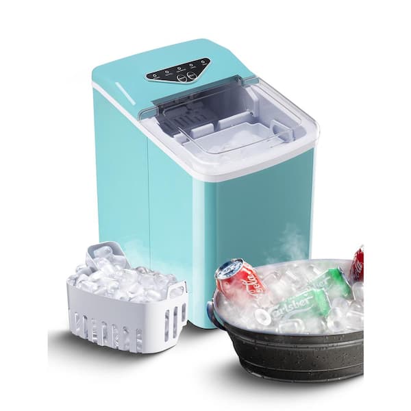 JEREMY CASS 8.7 in. 26 lb. Bullet Ice Cube Portable Ice Maker in Blue with 2-Ice Sizes