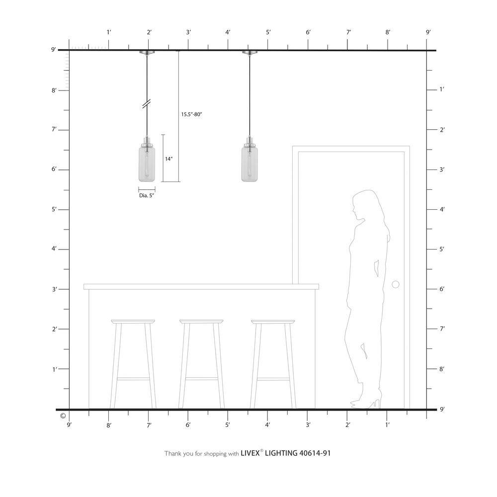 Elegant Brushed Nickel Mini Pendant with Hand-Blown Clear Glass
