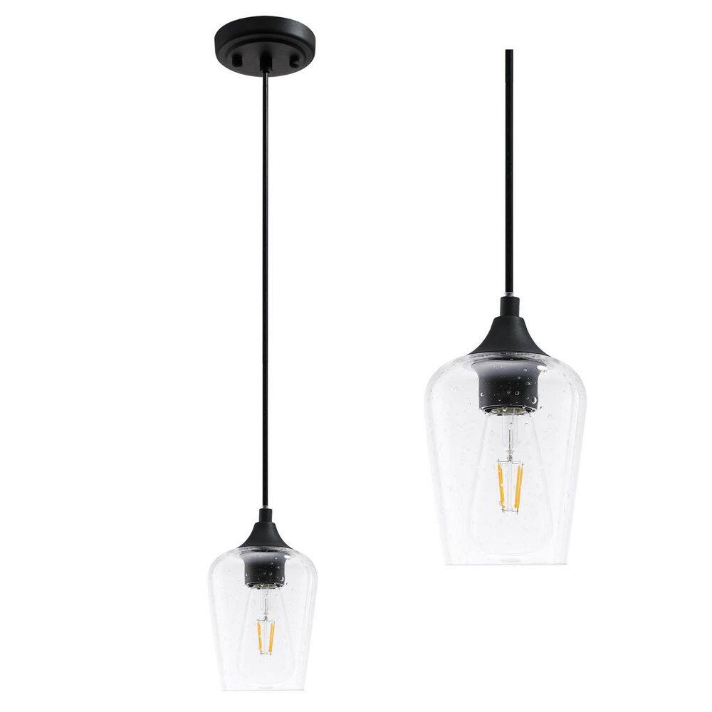 1-Light Matt Black Pendant with Seeded Glass Shade price history on PriceWatchPro